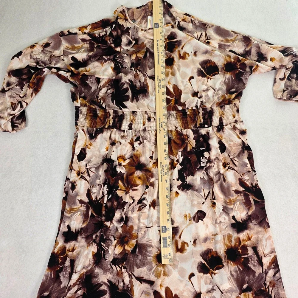 LuLaRoe Women 3XL Evelyn Dress Brown Floral Smocked Waist NWT 486-18 - Picture 9 of 11